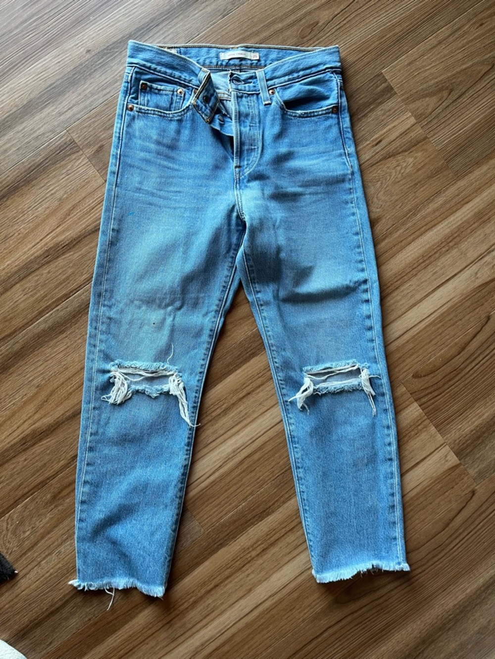 Levi's Light Blue Straight Leg Ripped Jeans